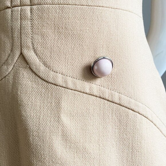 Vintage 60s Mod Camel Wool Sleeveless Dress M - Picture 4 of 7